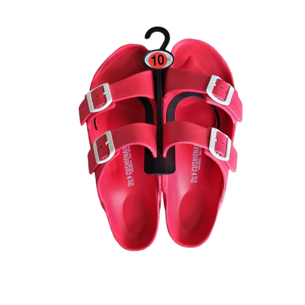 CUSHIONAIRE Red Elane 2 Buckle Water Friendly Sandal Size 10
